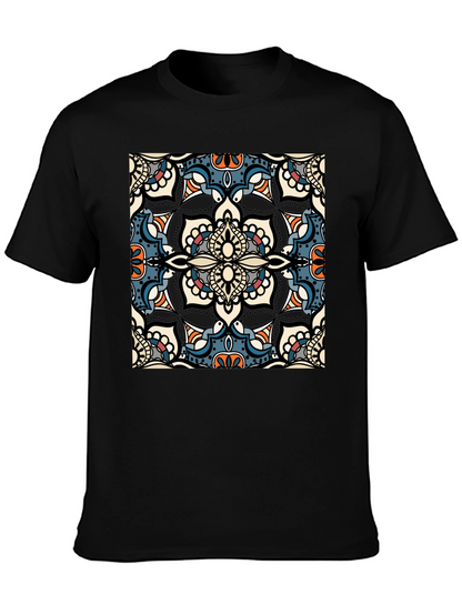 Mens Black T-Shirt with Mandala Design