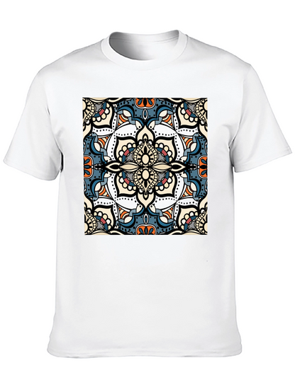 Mens Black T-Shirt with Mandala Design