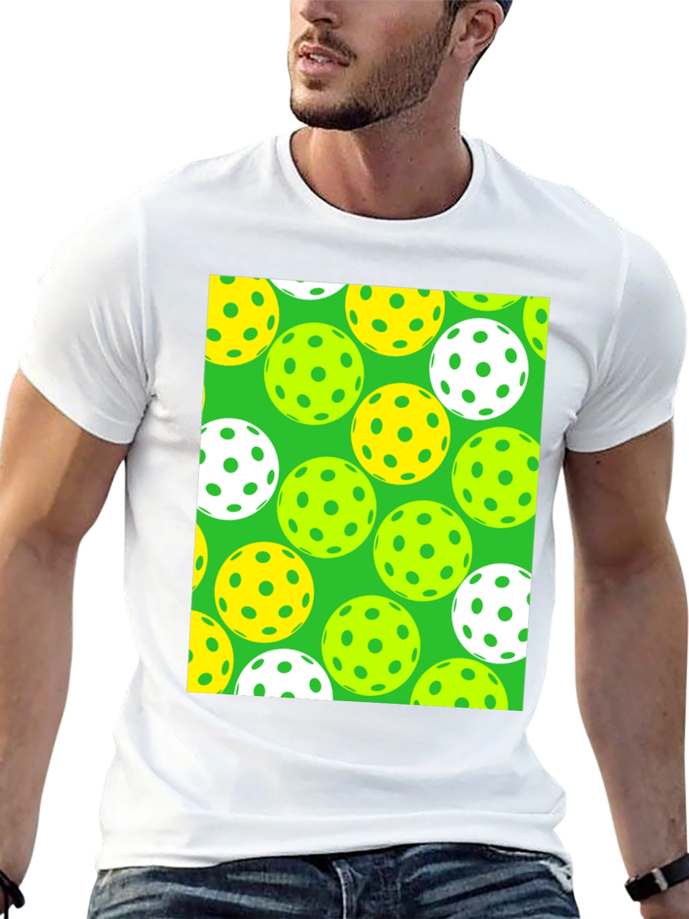 Pickleball Balls Patterned Black T-Shirt