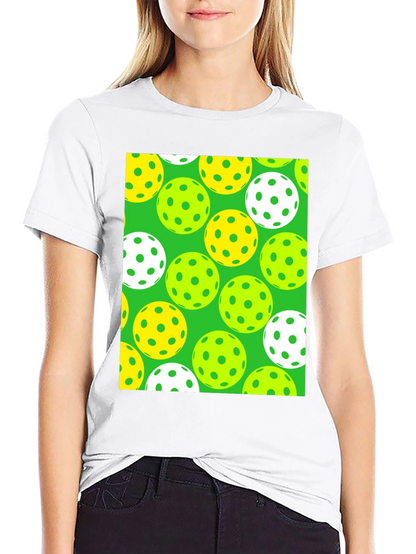 Pickleball Balls Patterned Black T-Shirt