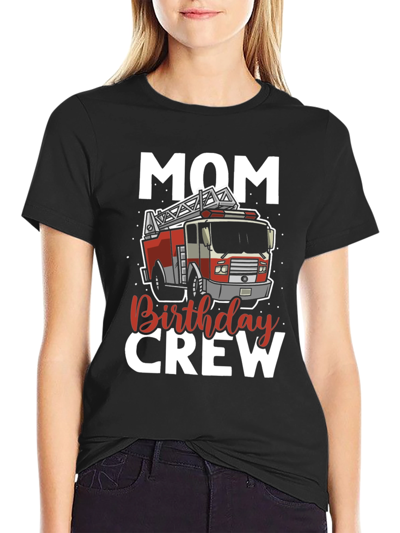 Mom Birthday Crew Firetruck T-Shirt