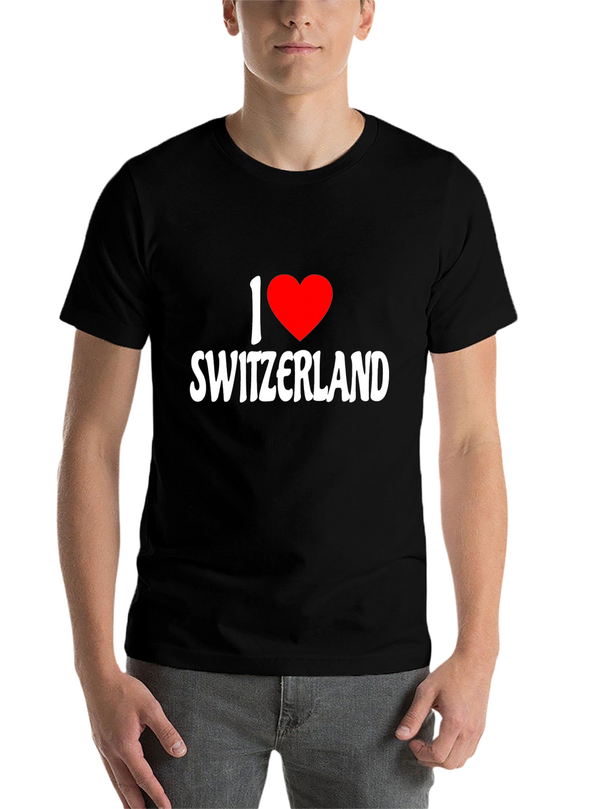 I Love Switzerland Graphic Black T-Shirt