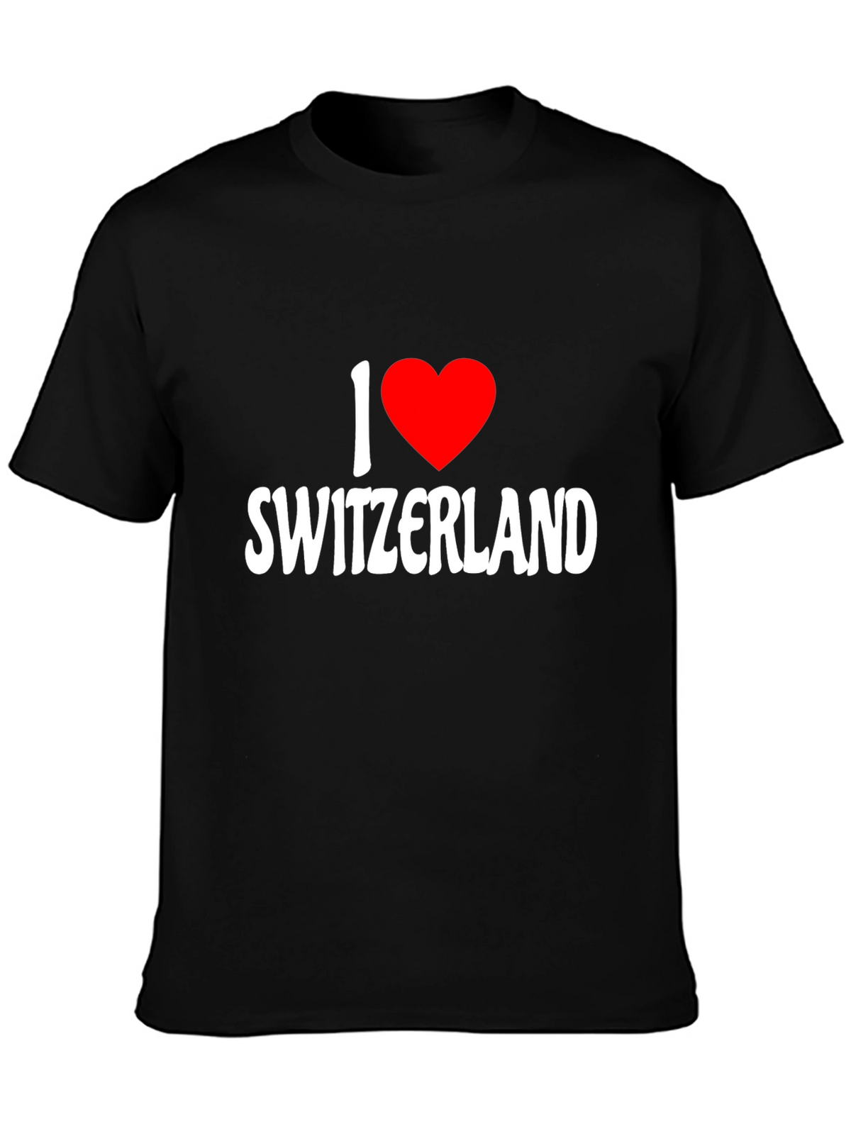 I Love Switzerland Graphic Black T-Shirt