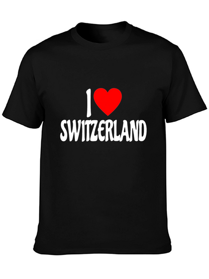 I Love Switzerland Graphic Black T-Shirt