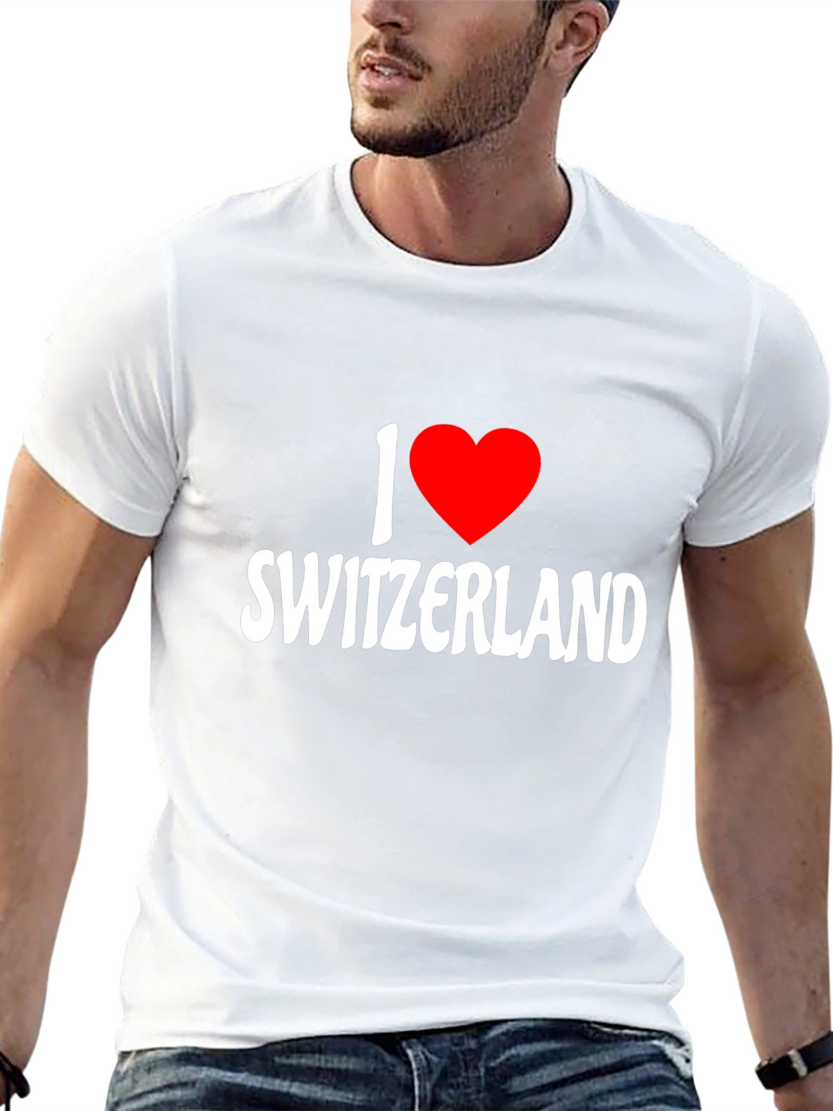 I Love Switzerland Graphic Black T-Shirt