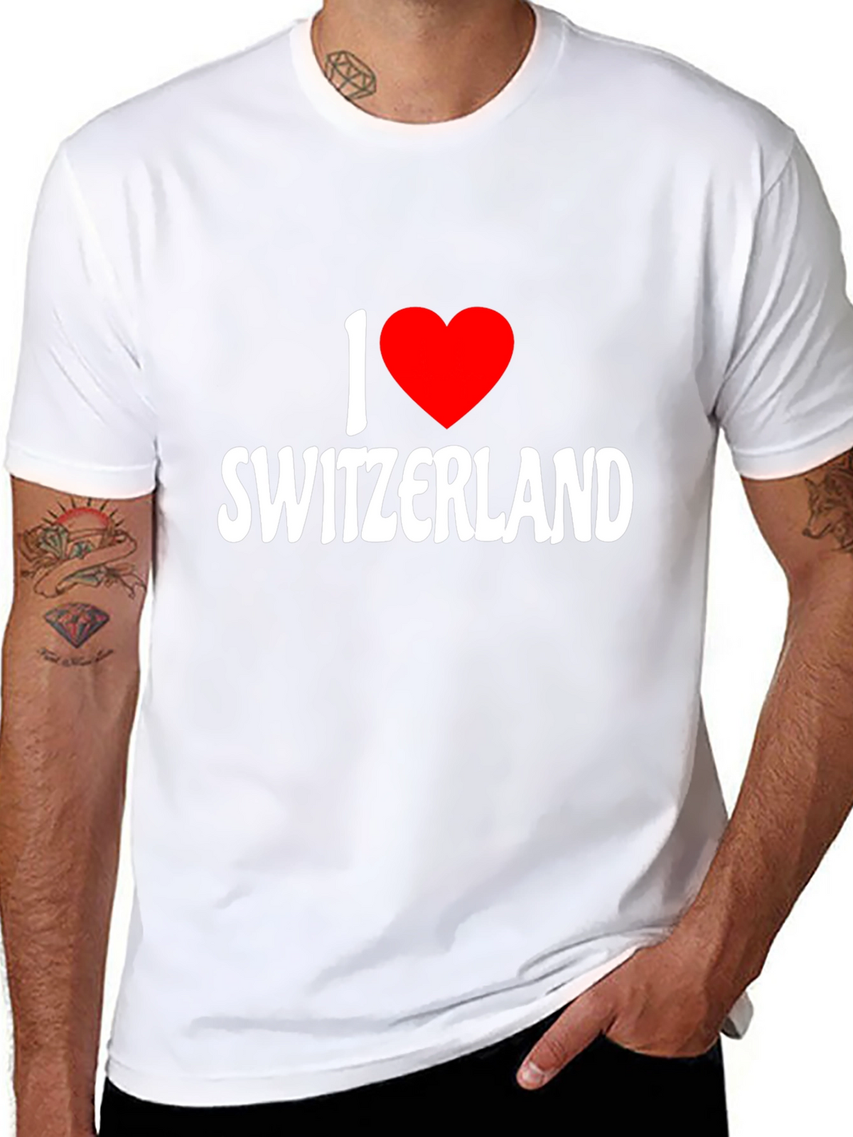 I Love Switzerland Graphic Black T-Shirt