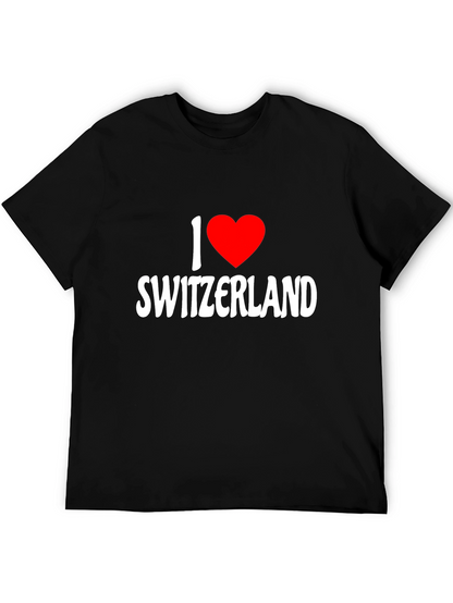 I Love Switzerland Graphic Black T-Shirt