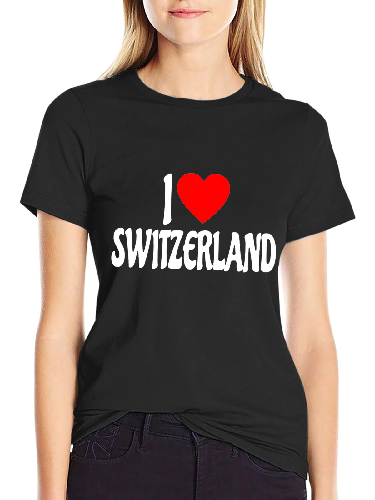 I Love Switzerland Graphic Black T-Shirt