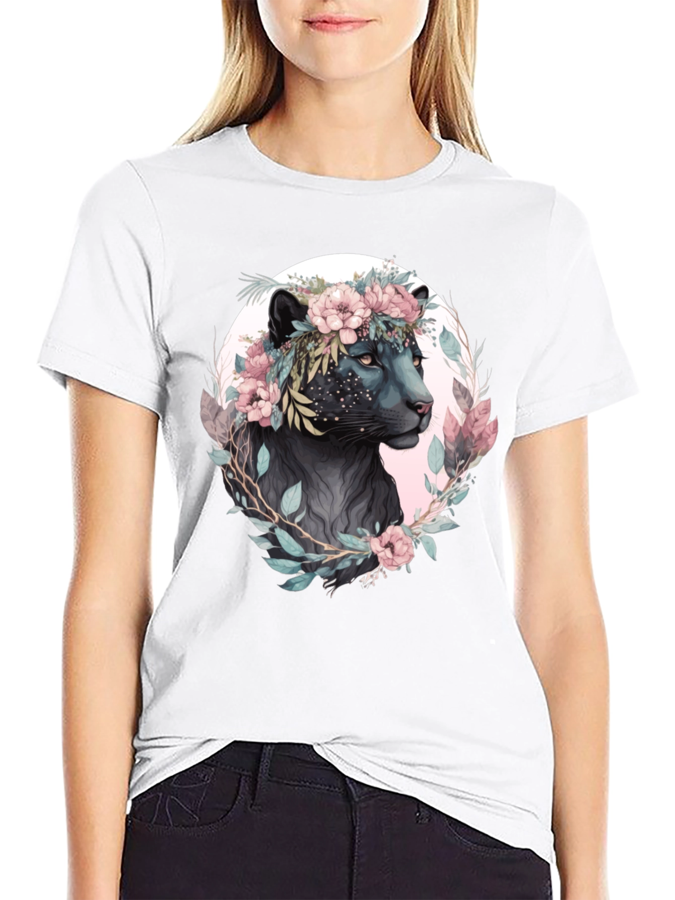Floral Panther Graphic T-Shirt