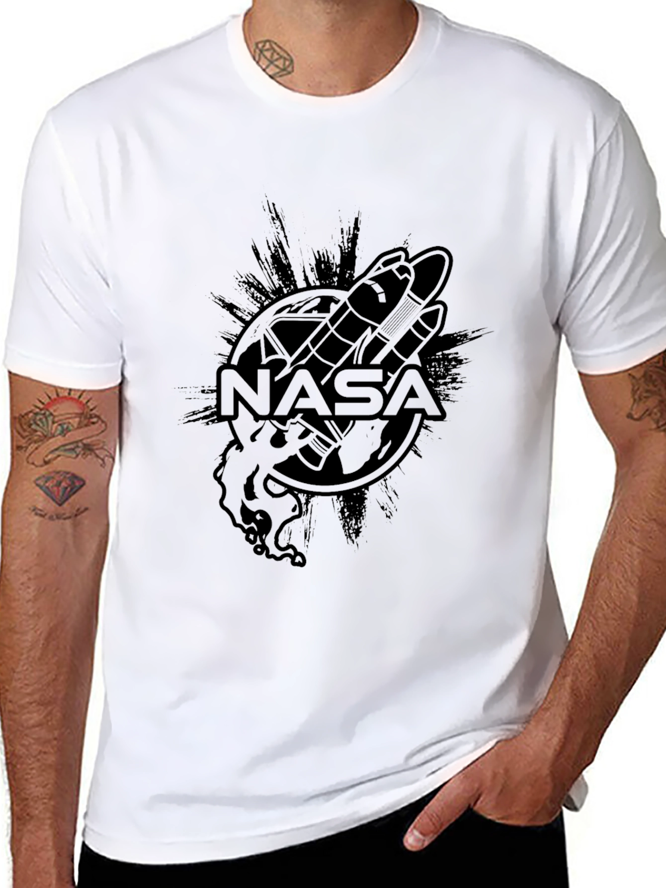 NASA Space Shuttle Graphic Black T-Shirt