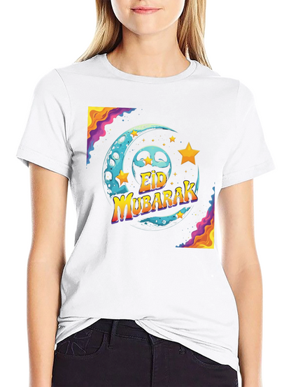 Eid Mubarak Graphic T-Shirt - Festive Moon & Stars