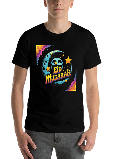 Eid Mubarak Graphic T-Shirt - Festive Moon & Stars