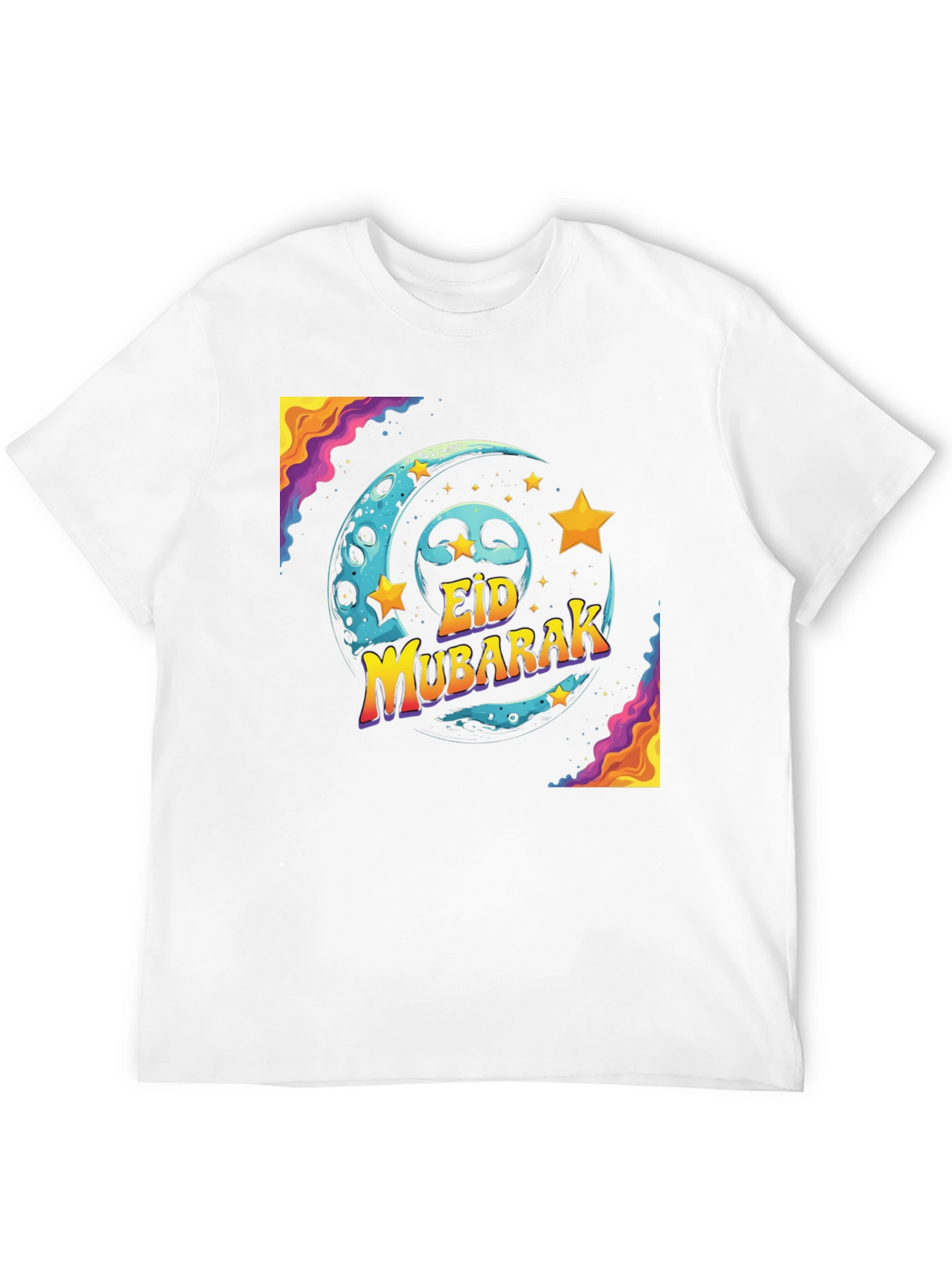 Eid Mubarak Graphic T-Shirt - Festive Moon & Stars