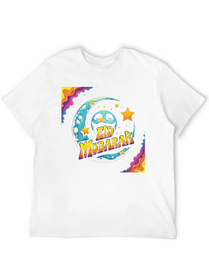 Eid Mubarak Graphic T-Shirt - Festive Moon & Stars