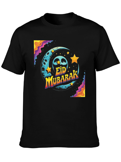 Eid Mubarak Graphic T-Shirt - Festive Moon & Stars