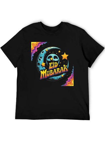 Eid Mubarak Graphic T-Shirt - Festive Moon & Stars