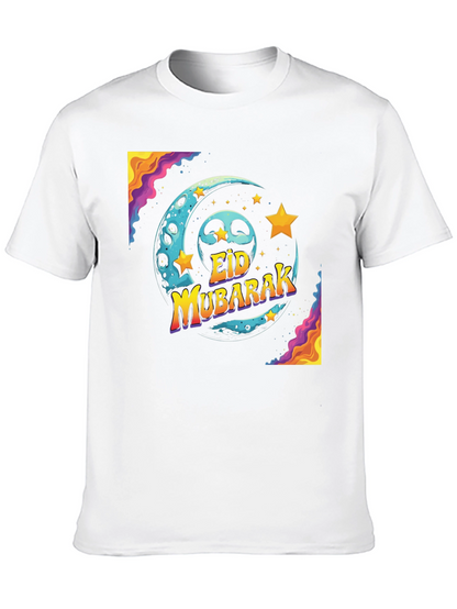 Eid Mubarak Graphic T-Shirt - Festive Moon & Stars