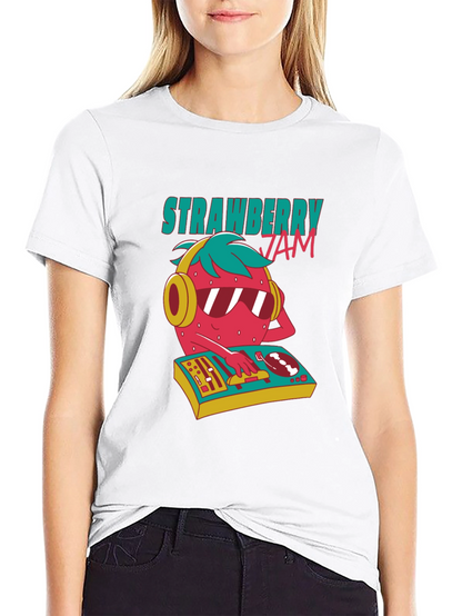 Strawberry Jam DJ Graphic Tee - Cool Party Shirt