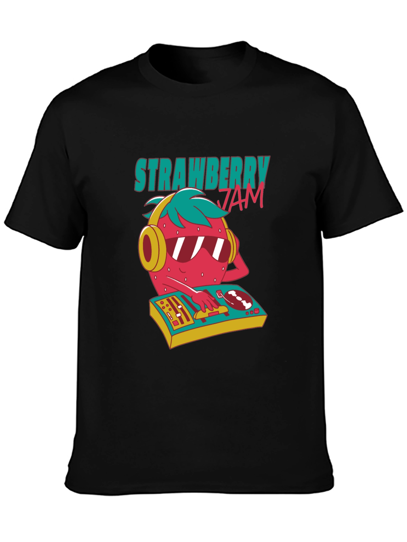 Strawberry Jam DJ Graphic Tee - Cool Party Shirt