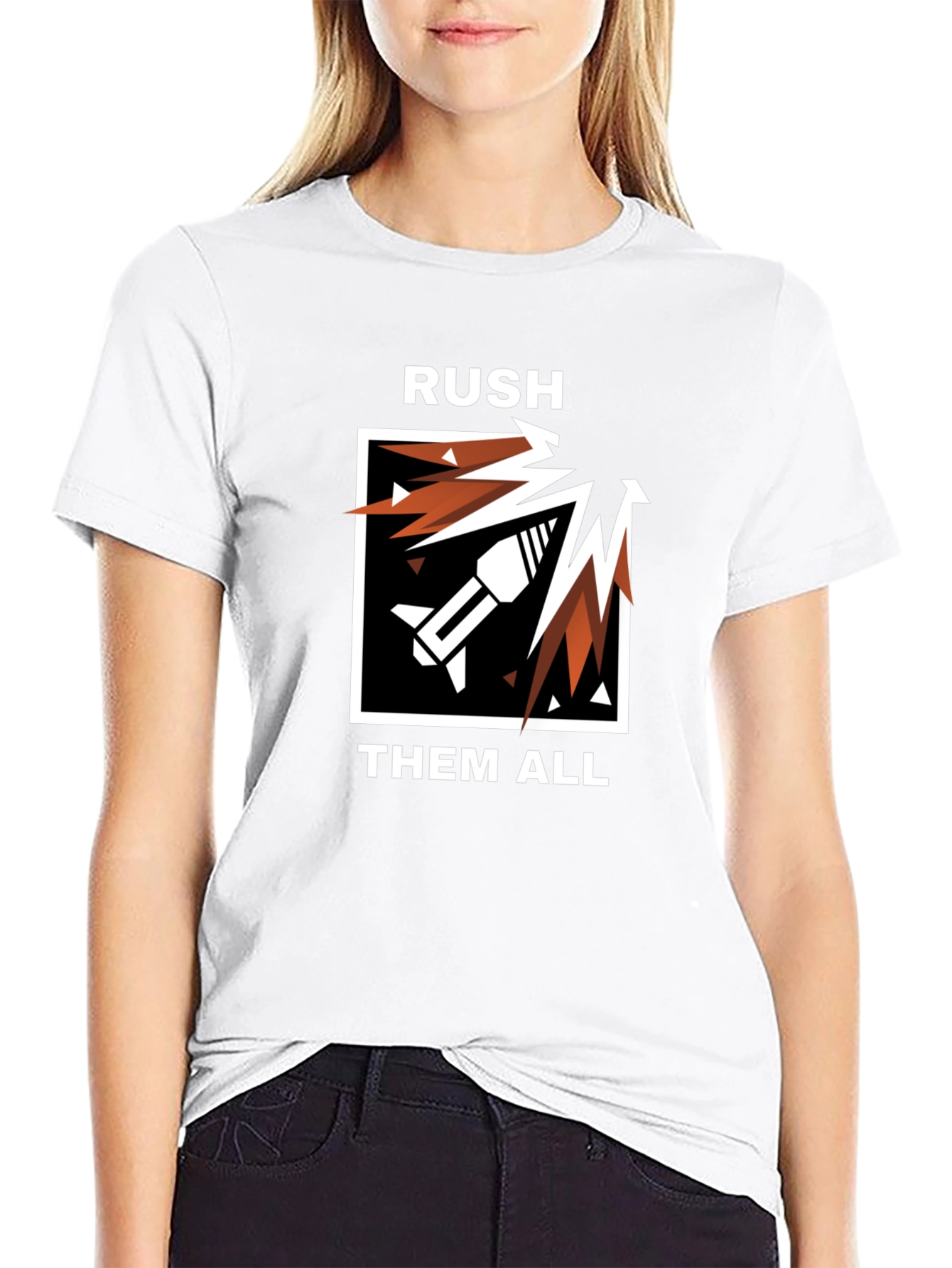 RUSH THEM ALL Black Graphic Tee - Gaming Apparel