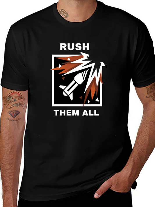RUSH THEM ALL Black Graphic Tee - Gaming Apparel