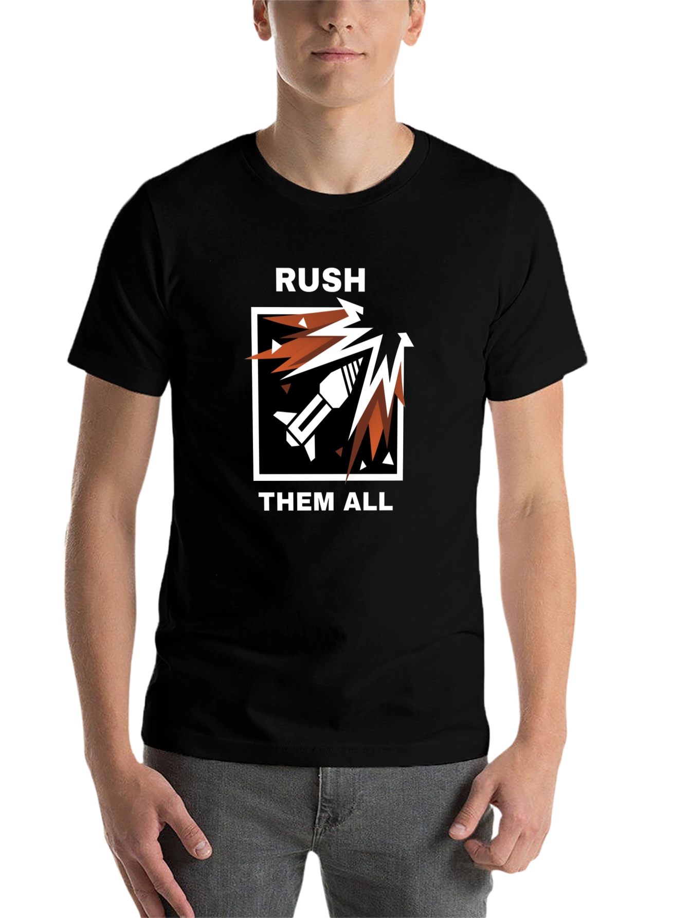 RUSH THEM ALL Black Graphic Tee - Gaming Apparel