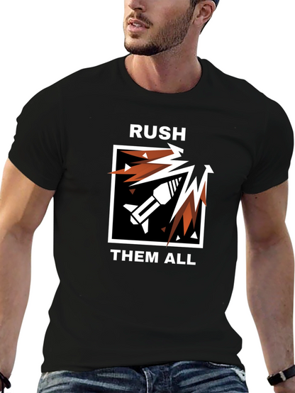 RUSH THEM ALL Black Graphic Tee - Gaming Apparel