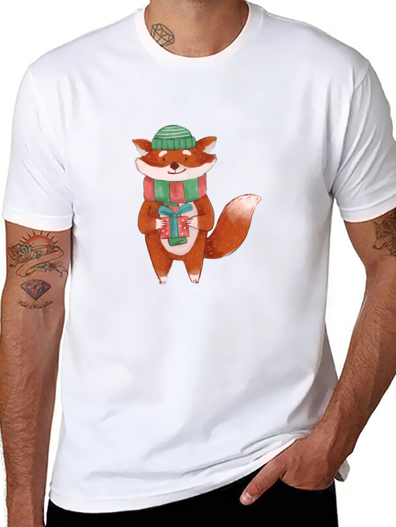 Festive Fox Graphic Tee - Holiday Cheer