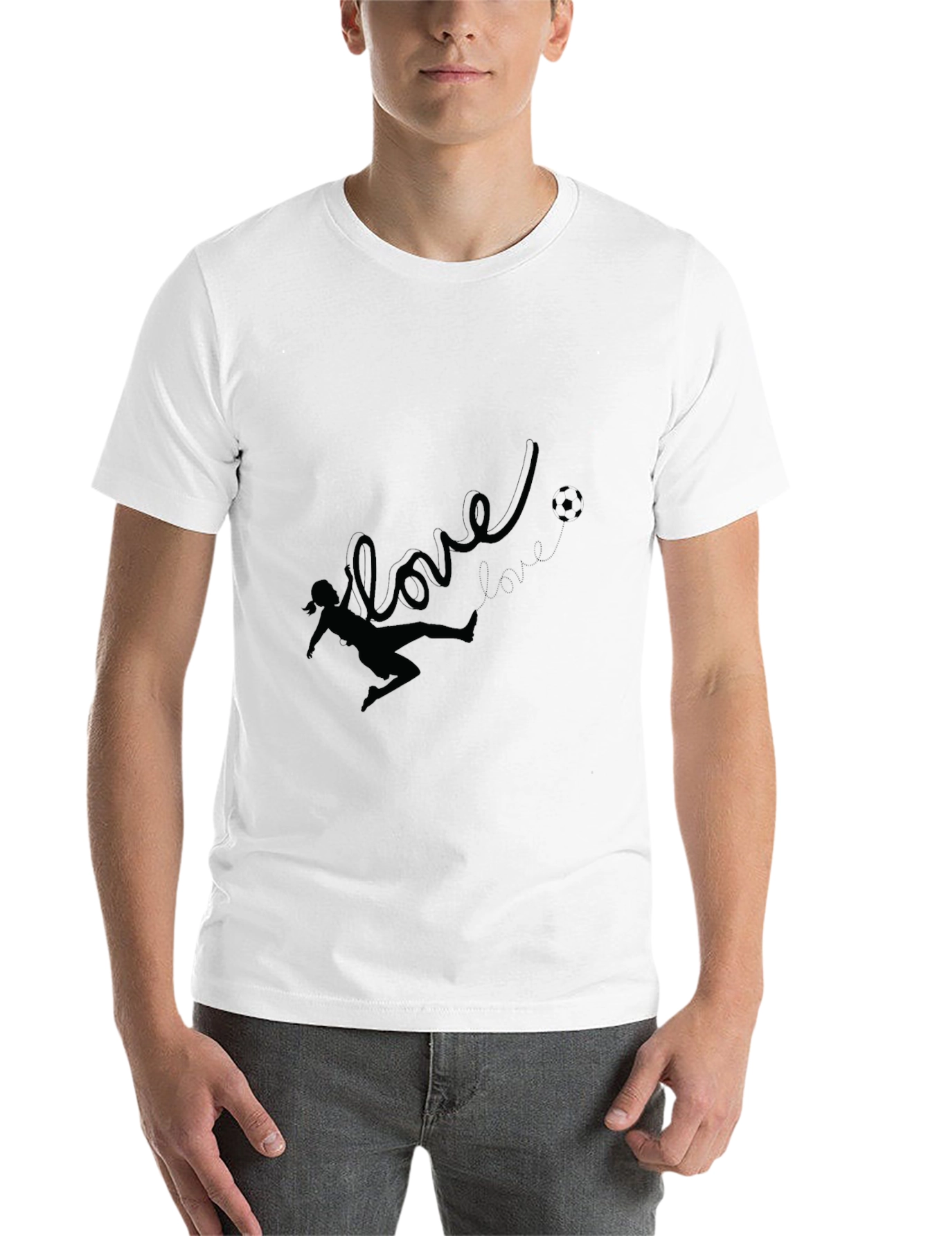 Love Soccer Black T-Shirt for Women