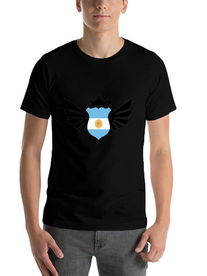 Argentina Flag Shield Wings Black T-Shirt