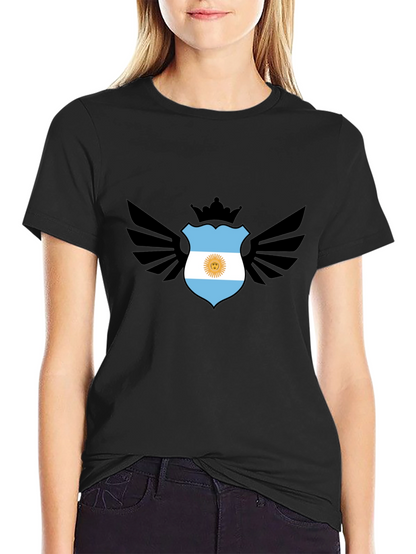 Argentina Flag Shield Wings Black T-Shirt