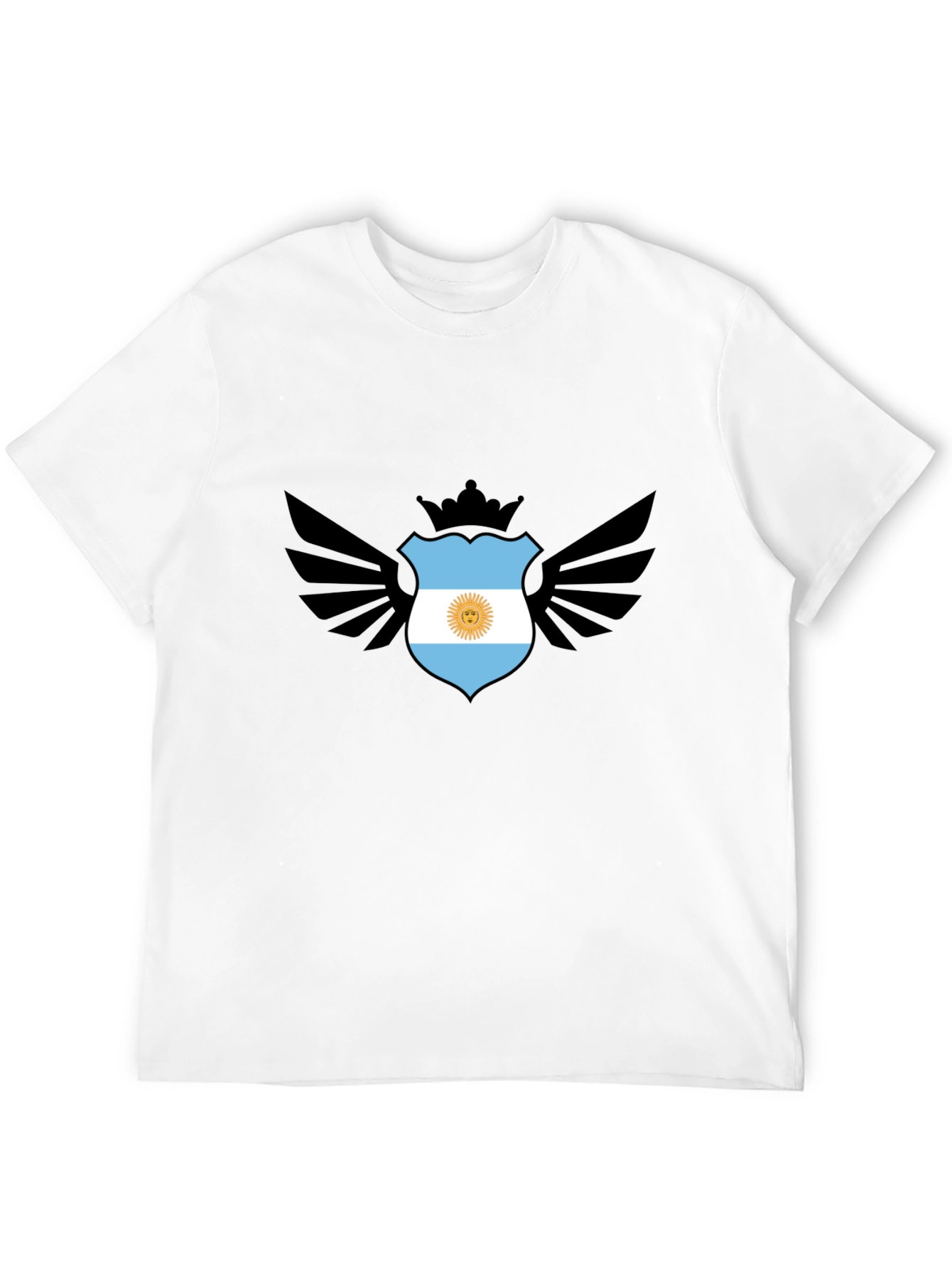 Argentina Flag Shield Wings Black T-Shirt
