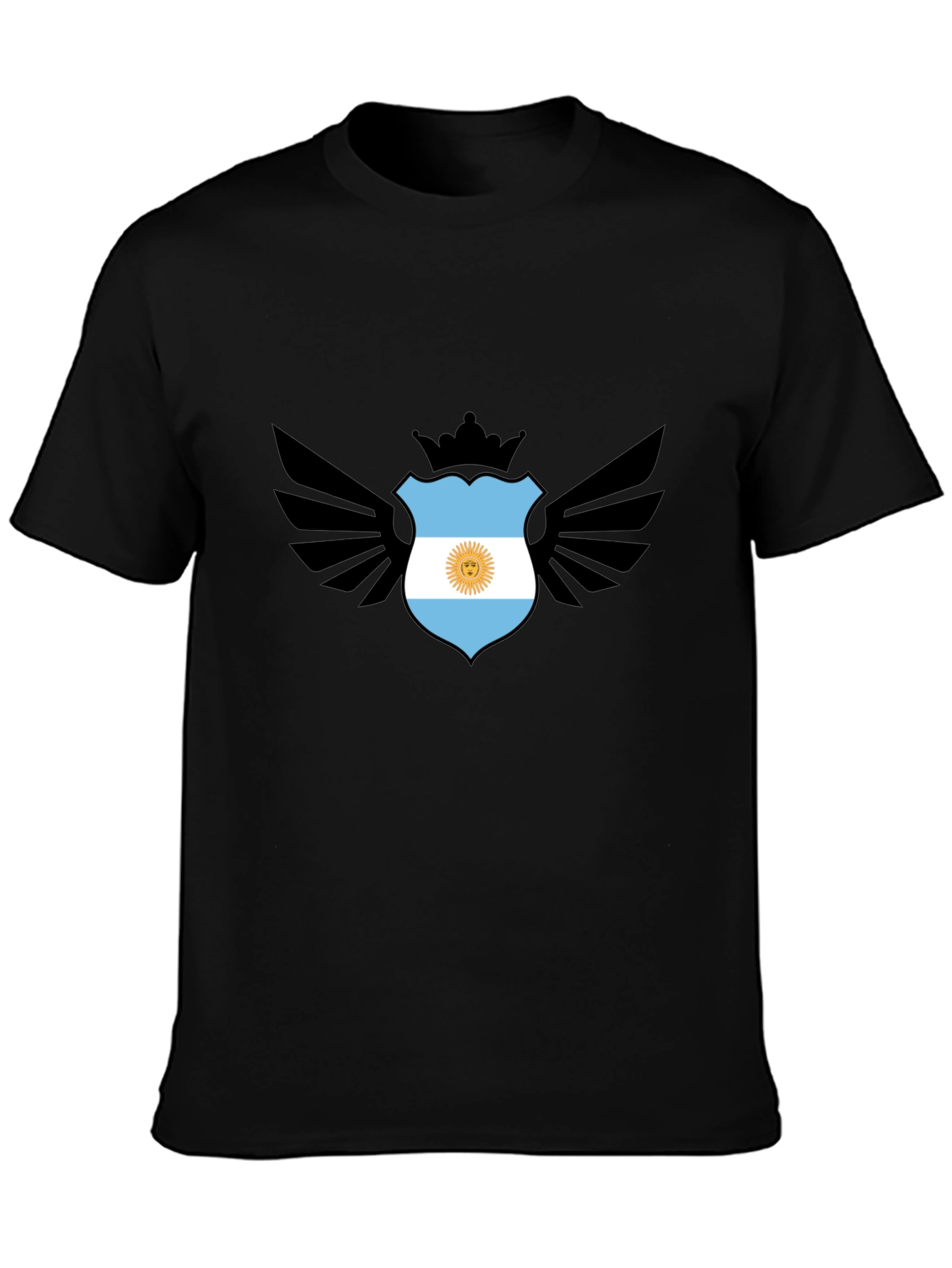 Argentina Flag Shield Wings Black T-Shirt