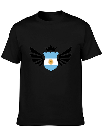Argentina Flag Shield Wings Black T-Shirt