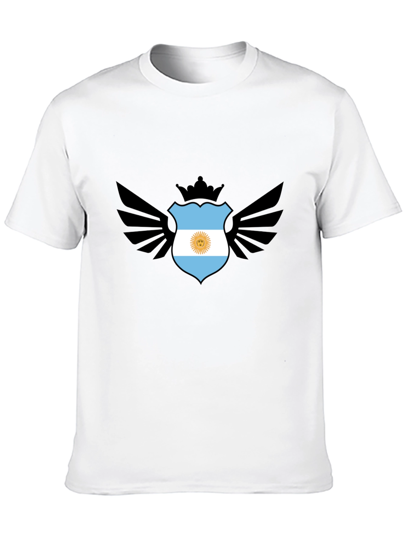 Argentina Flag Shield Wings Black T-Shirt