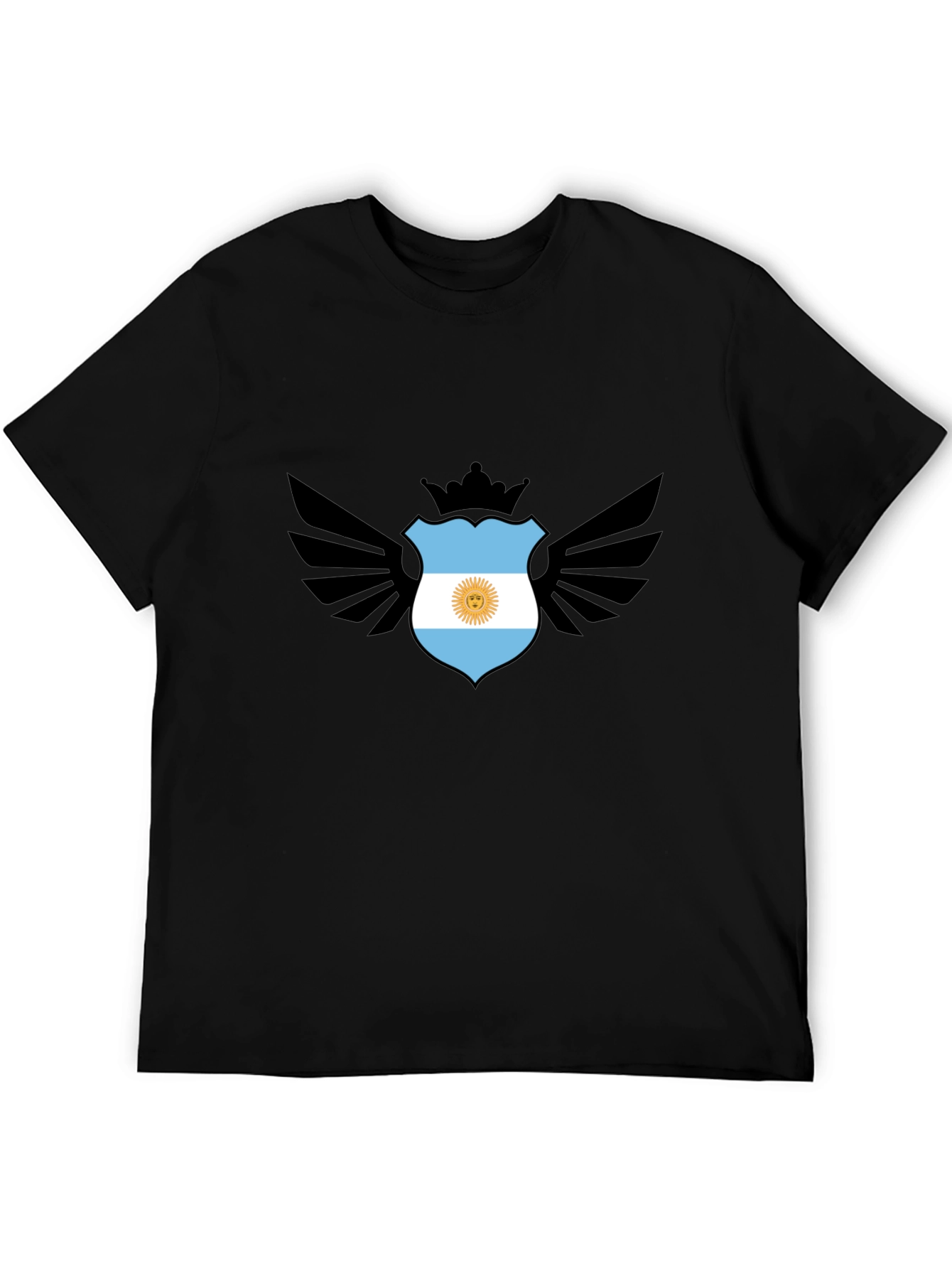 Argentina Flag Shield Wings Black T-Shirt