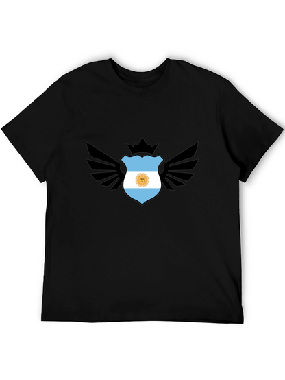 Argentina Flag Shield Wings Black T-Shirt