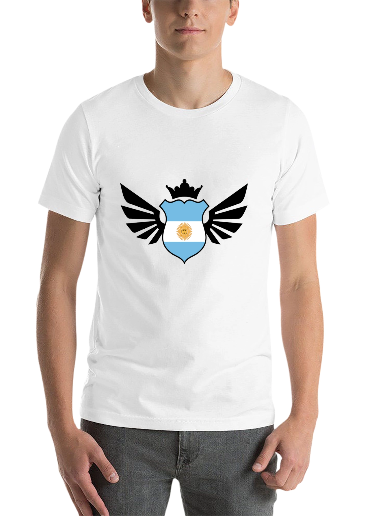 Argentina Flag Shield Wings Black T-Shirt
