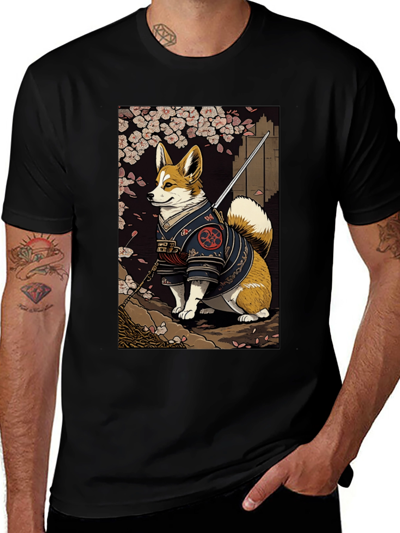 Samurai Corgi Graphic Tee