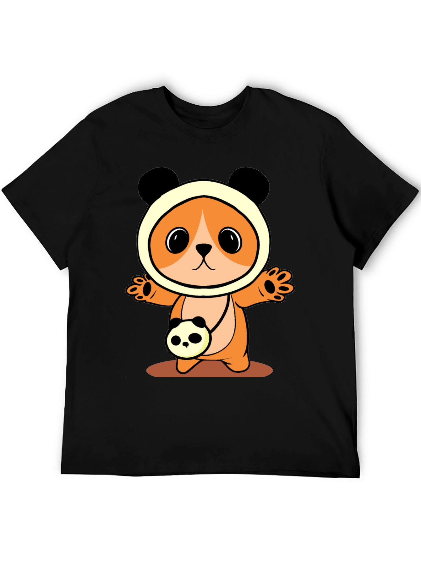 Cute Cartoon Panda Bear T-Shirt - Black