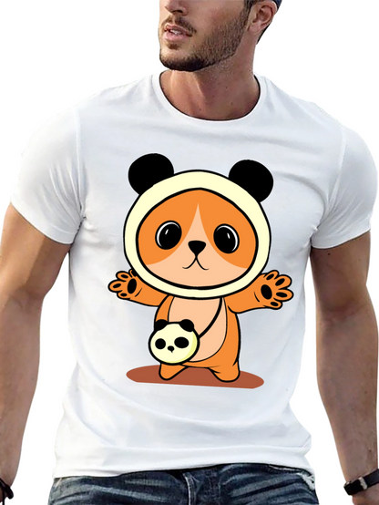Cute Cartoon Panda Bear T-Shirt - Black
