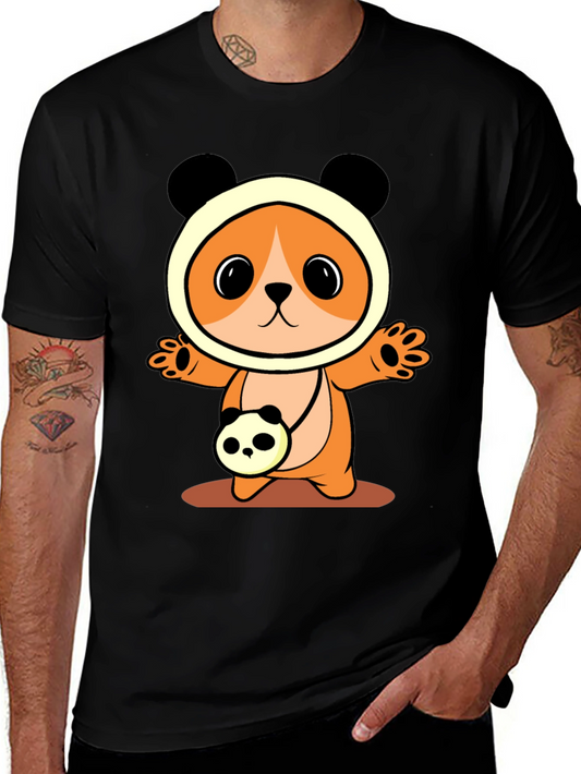 Cute Cartoon Panda Bear T-Shirt - Black