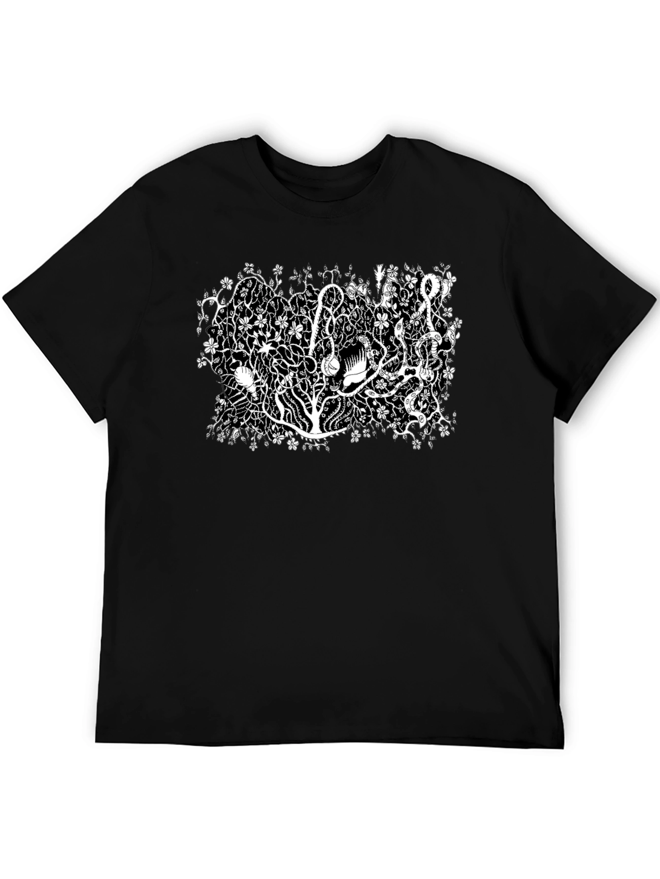 Botanical Black Tee - Unique Plant Life Design