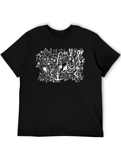 Botanical Black Tee - Unique Plant Life Design
