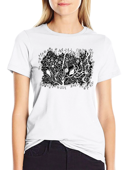 Botanical Black Tee - Unique Plant Life Design