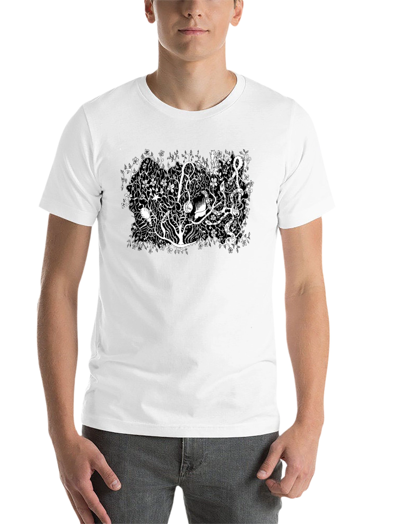 Botanical Black Tee - Unique Plant Life Design