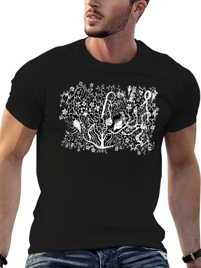 Botanical Black Tee - Unique Plant Life Design