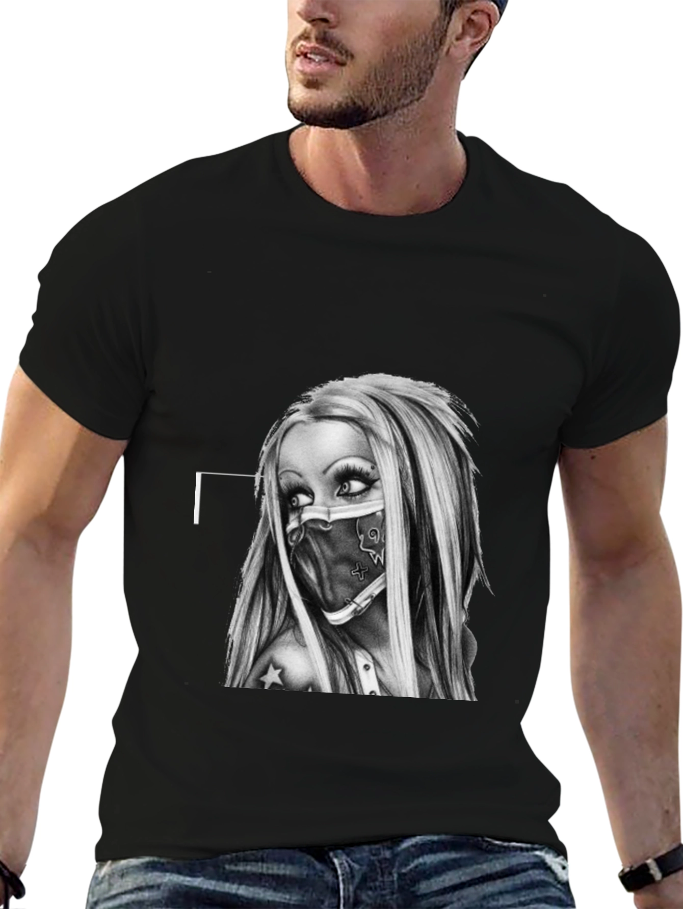 Edgy Graphic Tee - Tattoo Art Style