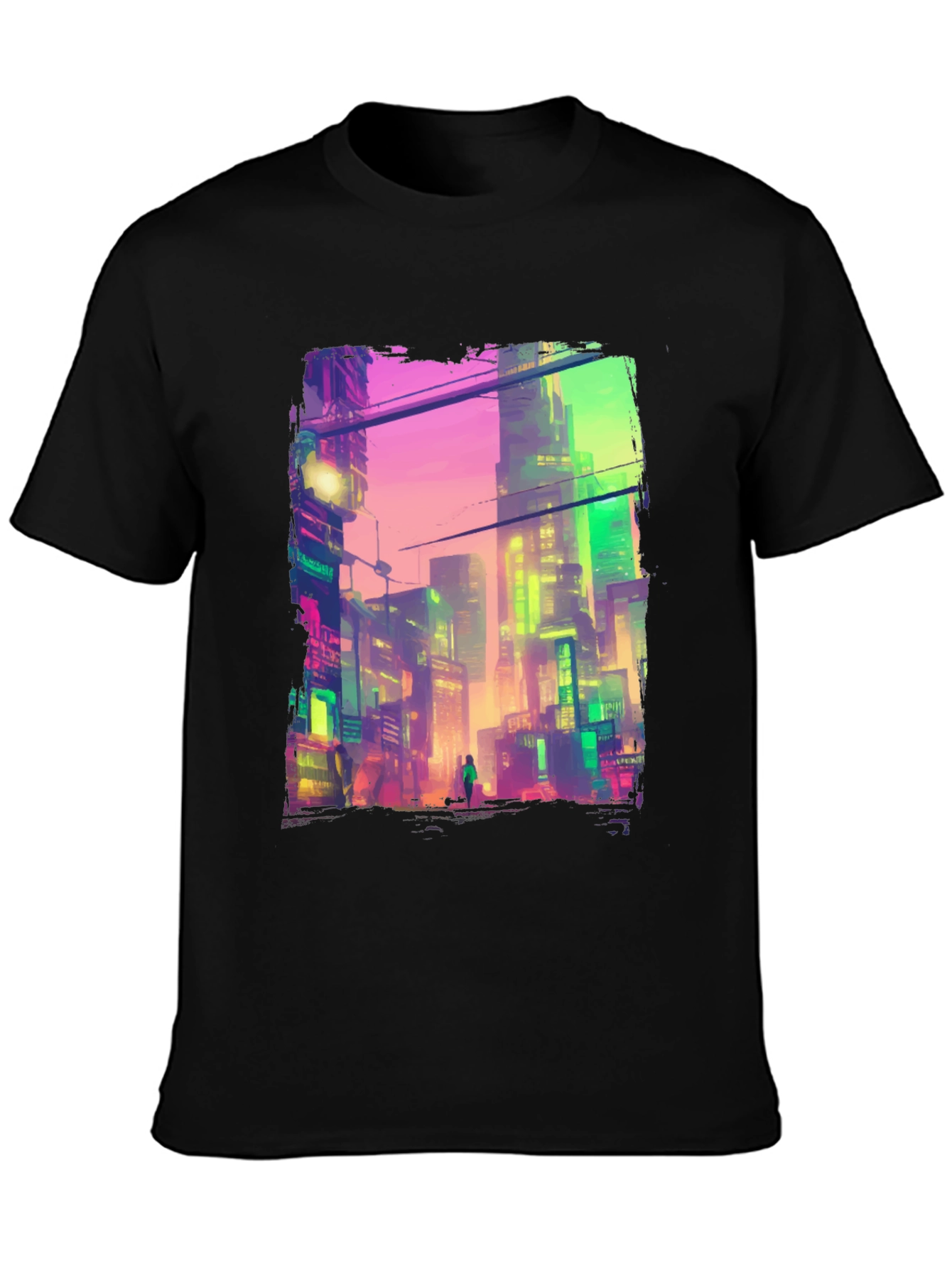 Cyberpunk City Graphic Tee - Futuristic Style