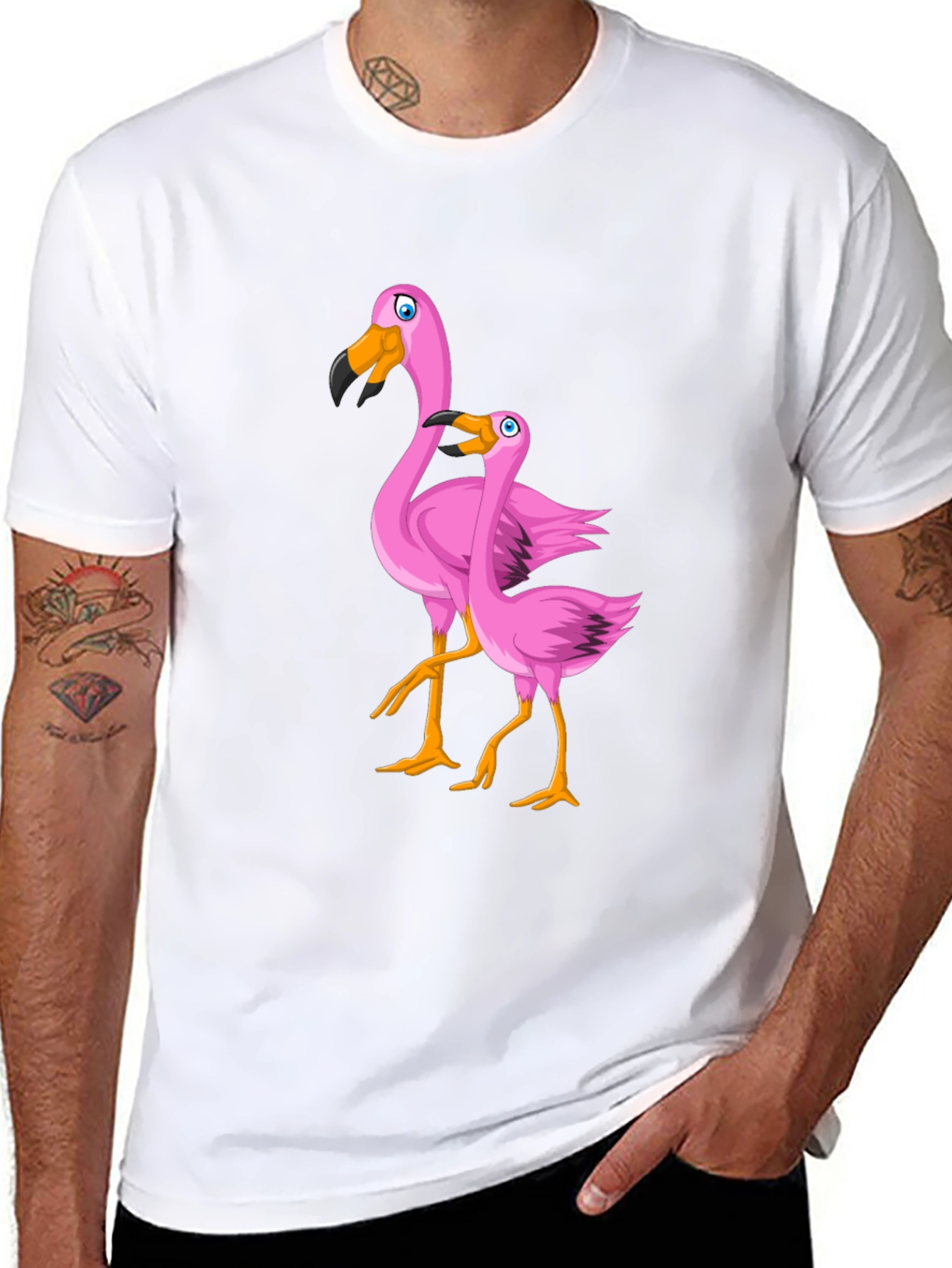 Pink Flamingo Graphic T-Shirt - Black Cotton Tee